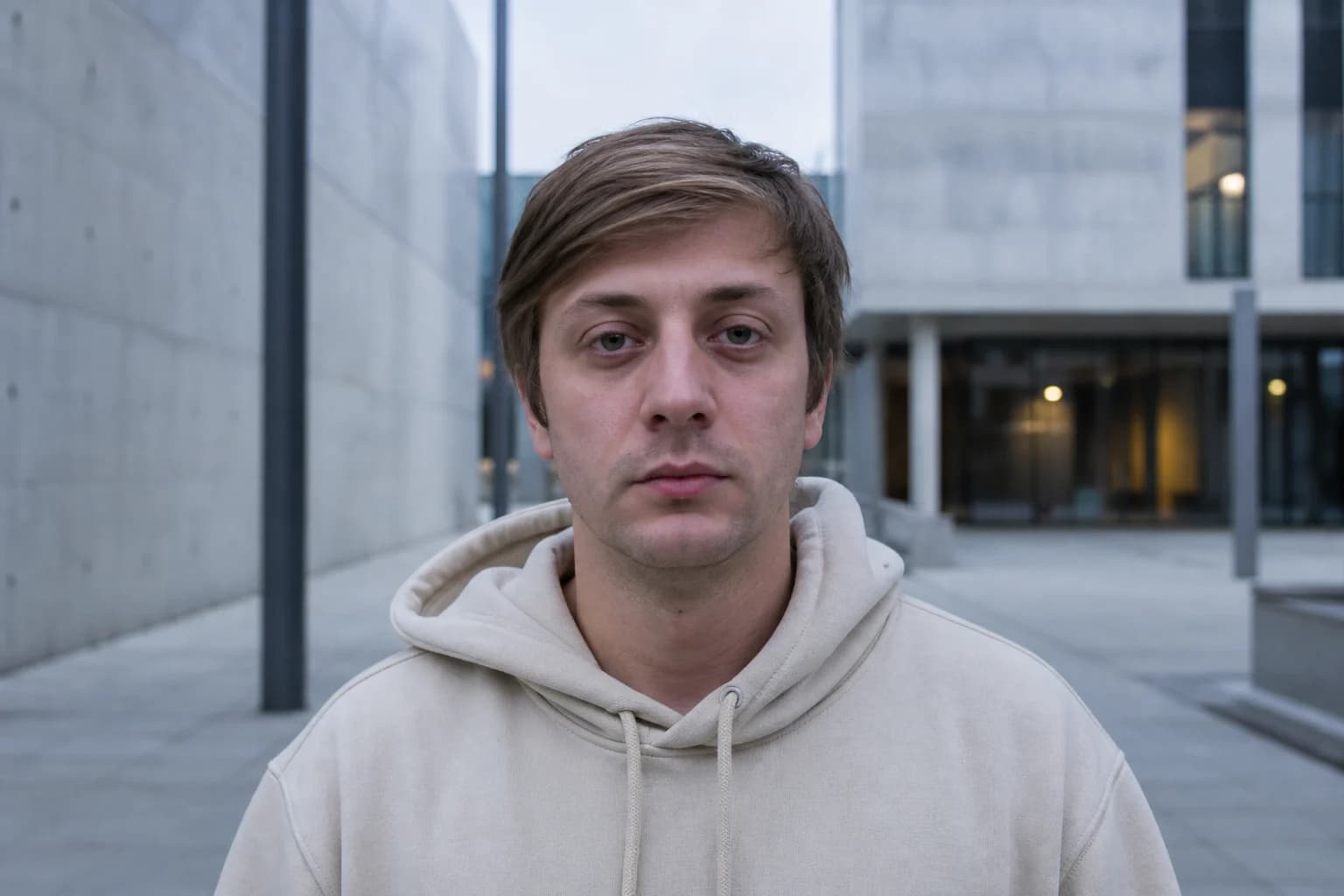 Caucasian man before a complete hair, beard and style transformation